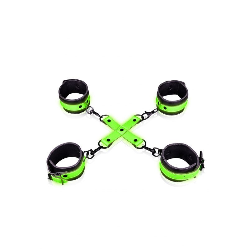 OUCH! Glow in the Dark Hand & Ankle Cuffs with Hogtie - Glow in Dark Restraints