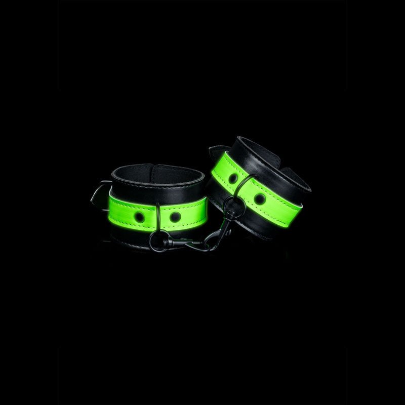 OUCH! Glow In The Dark Handcuffs - Black/Glow In Dark Restraints