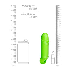 OUCH! Glow In The Dark Smooth Thick Stretchy Penis Sleeve - Glow in Dark 16 cm Penis Extension Sleeve