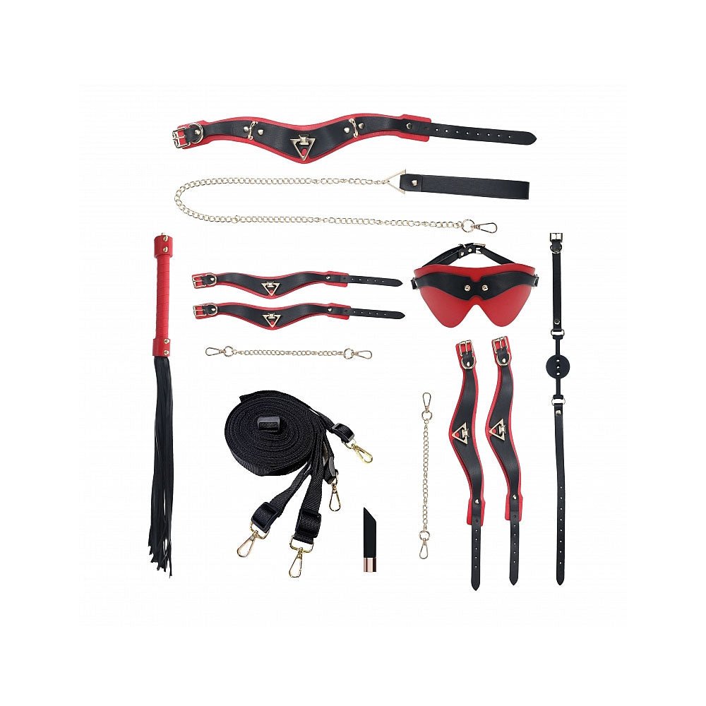 OUCH! Milan Collection - Black/Red Bondage Set with Bag - 8 Piece Kit