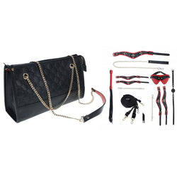 OUCH! Milan Collection - Black/Red Bondage Set with Bag - 8 Piece Kit