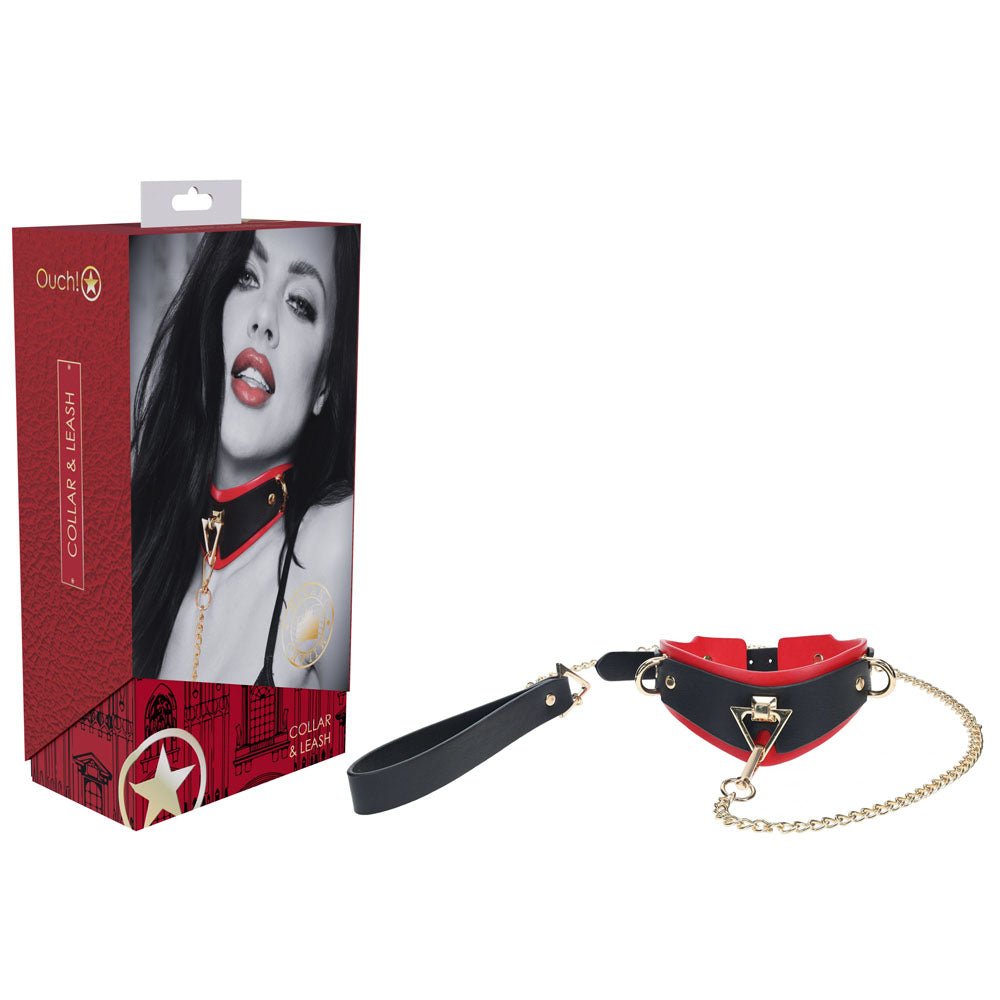 OUCH! Milan Collection - Collar with Leash Black/Red Restraint