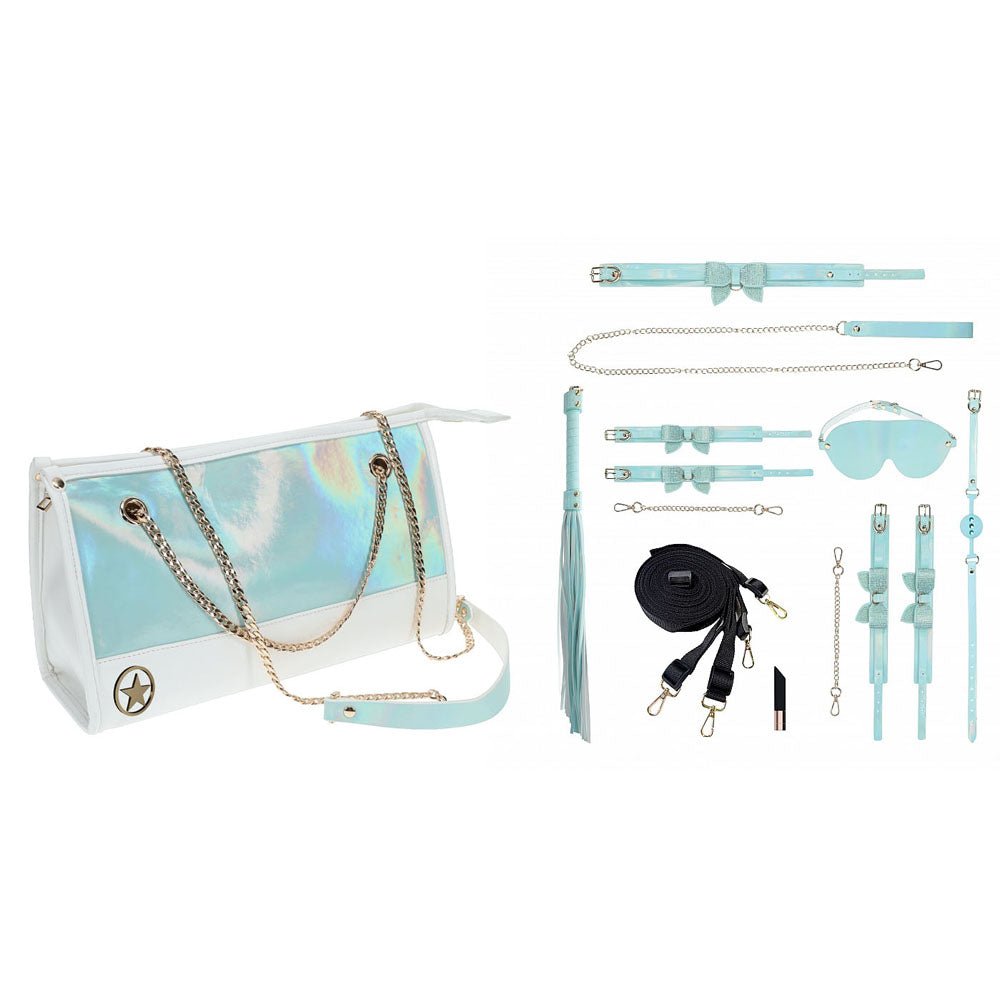 OUCH! Paris Collection Baby Blue Bondage Set with Bag - 8 Piece Kit