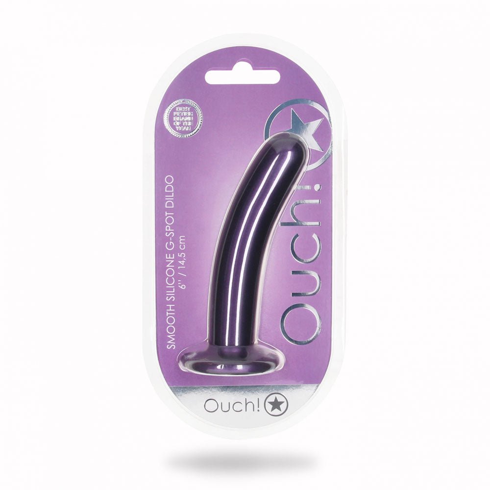 OUCH! Smooth Silicone G-Spot Dildo - Purple 6'' / 14.5 cm