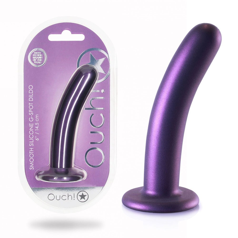 OUCH! Smooth Silicone G - Spot Dildo - Purple 6'' / 14.5 cm