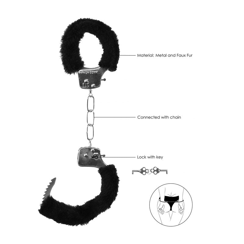 OUCH! & White Beginner's Furry Hand Cuffs - Restraints