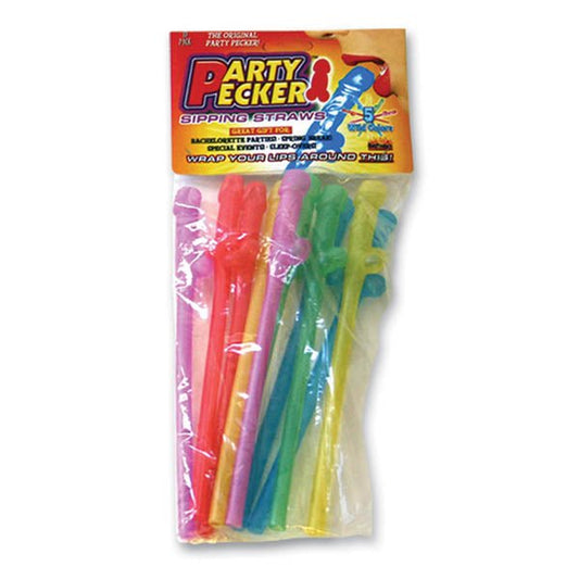 Party Pecker Sipping Straws - Coloured Dicky Straws - 10 Pack