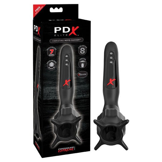 PDX Elite Vibrating Roto - Sucker - Black Vibrating Head Masturbator