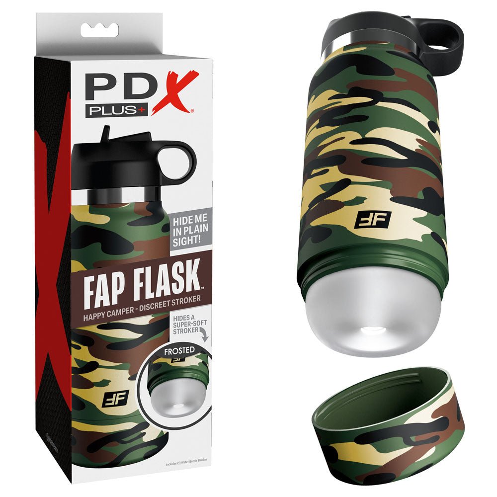 PDX Plus Fap Flask - Happy Camper Frosted Discreet Stroker