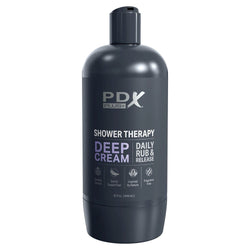 PDX Plus Shower Therapy - Deep Cream - Frosted Clear Discreet Stroker with Suction Base