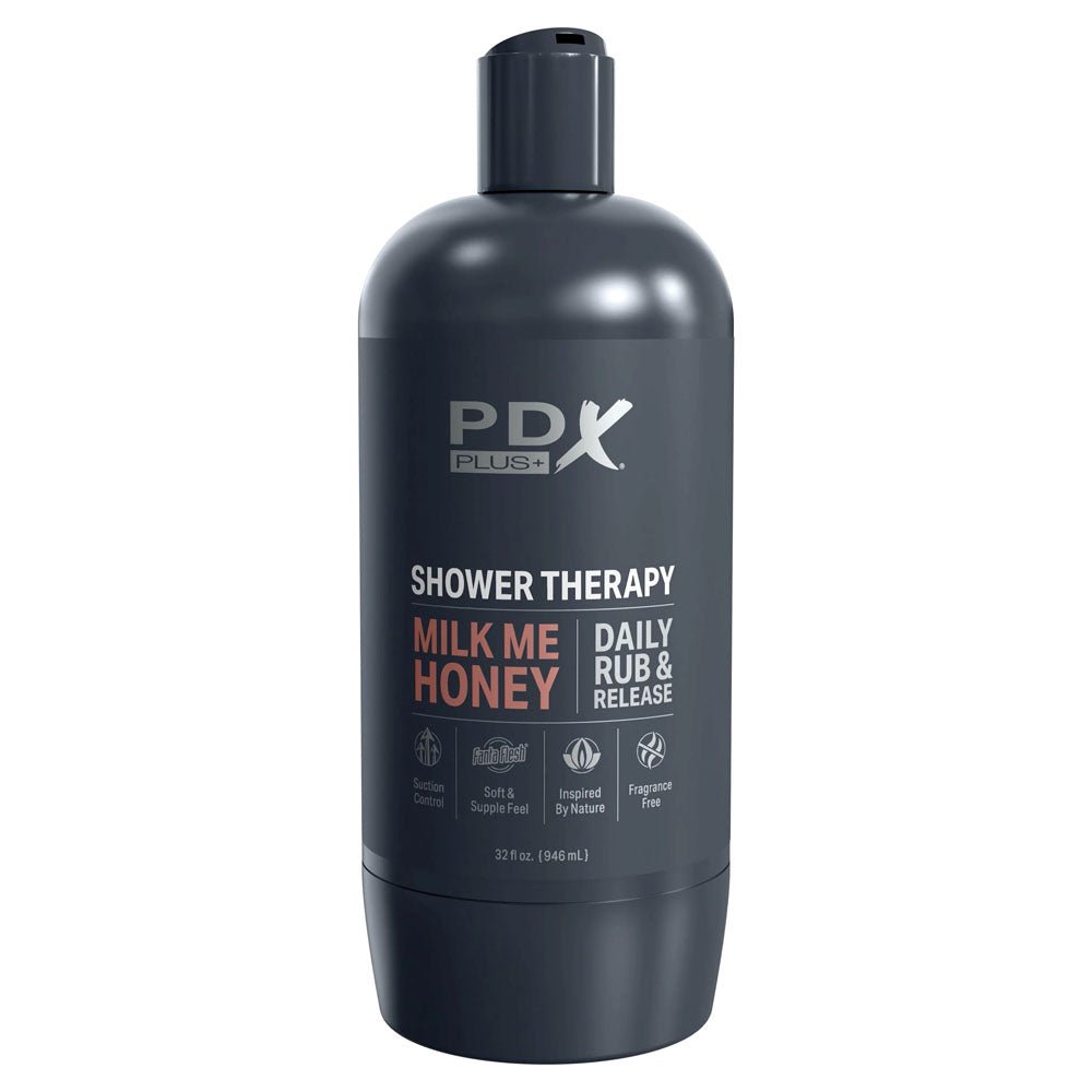 PDX Plus Shower Therapy - Milk Me Honey - Tan Stroker with Suction Base