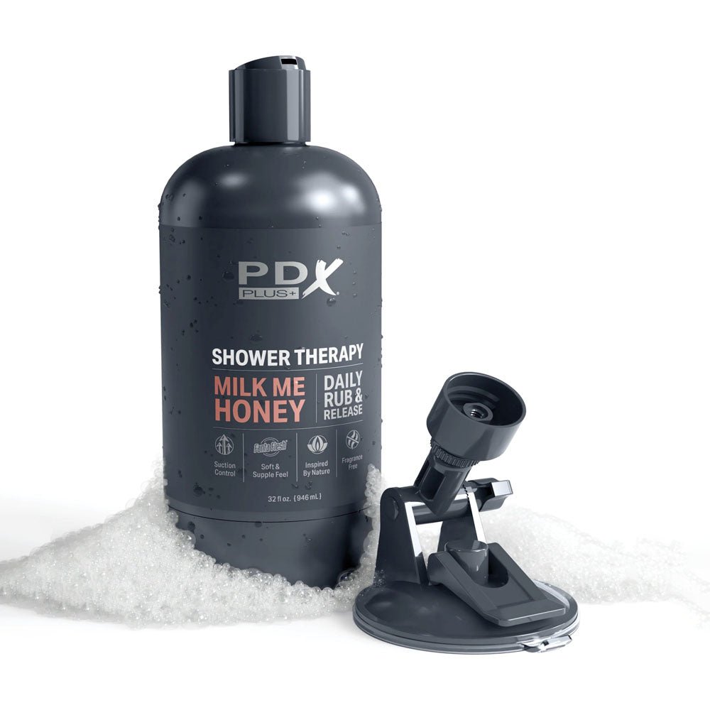 PDX Plus Shower Therapy - Milk Me Honey - Tan Stroker with Suction Base