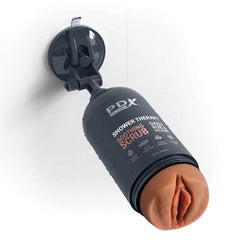 PDX Plus Shower Therapy - Soothing Scrub - Tan Discreet Stroker with Suction Base