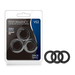 Performance VS2 Pure Premium Silicone Cockrings Black Small - Set of 3