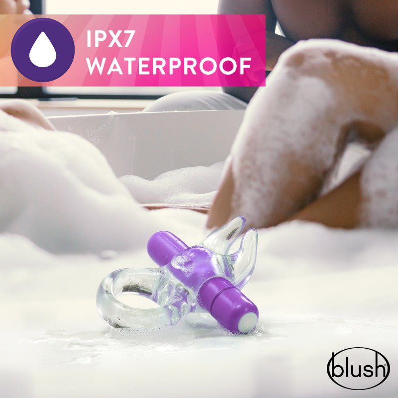 Play With Me Bull Vibrating C-Ring Clear/Purple Cock Ring