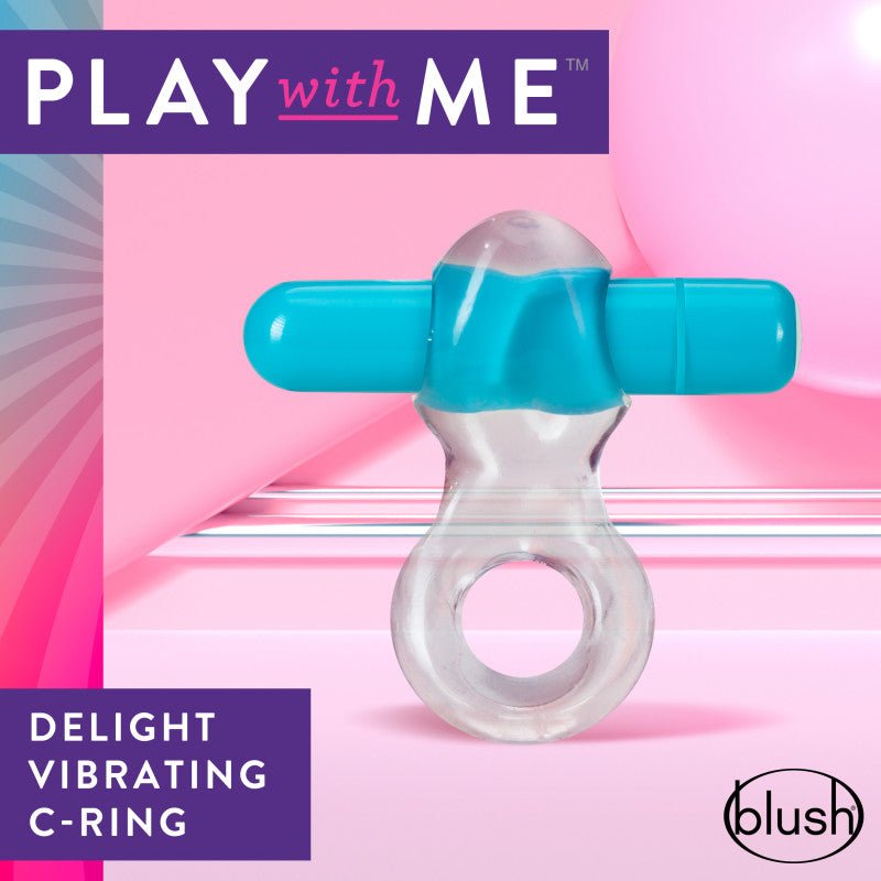 Play With Me Delight Vibrating C-Ring Clear/Blue Cock Ring