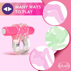 Play With Me Teaser Vibrating C-Ring Clear/Pink Cock Ring