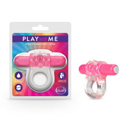 Play With Me Teaser Vibrating C - Ring Clear/Pink Cock Ring