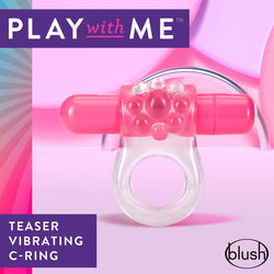 Play With Me Teaser Vibrating C - Ring Clear/Pink Cock Ring