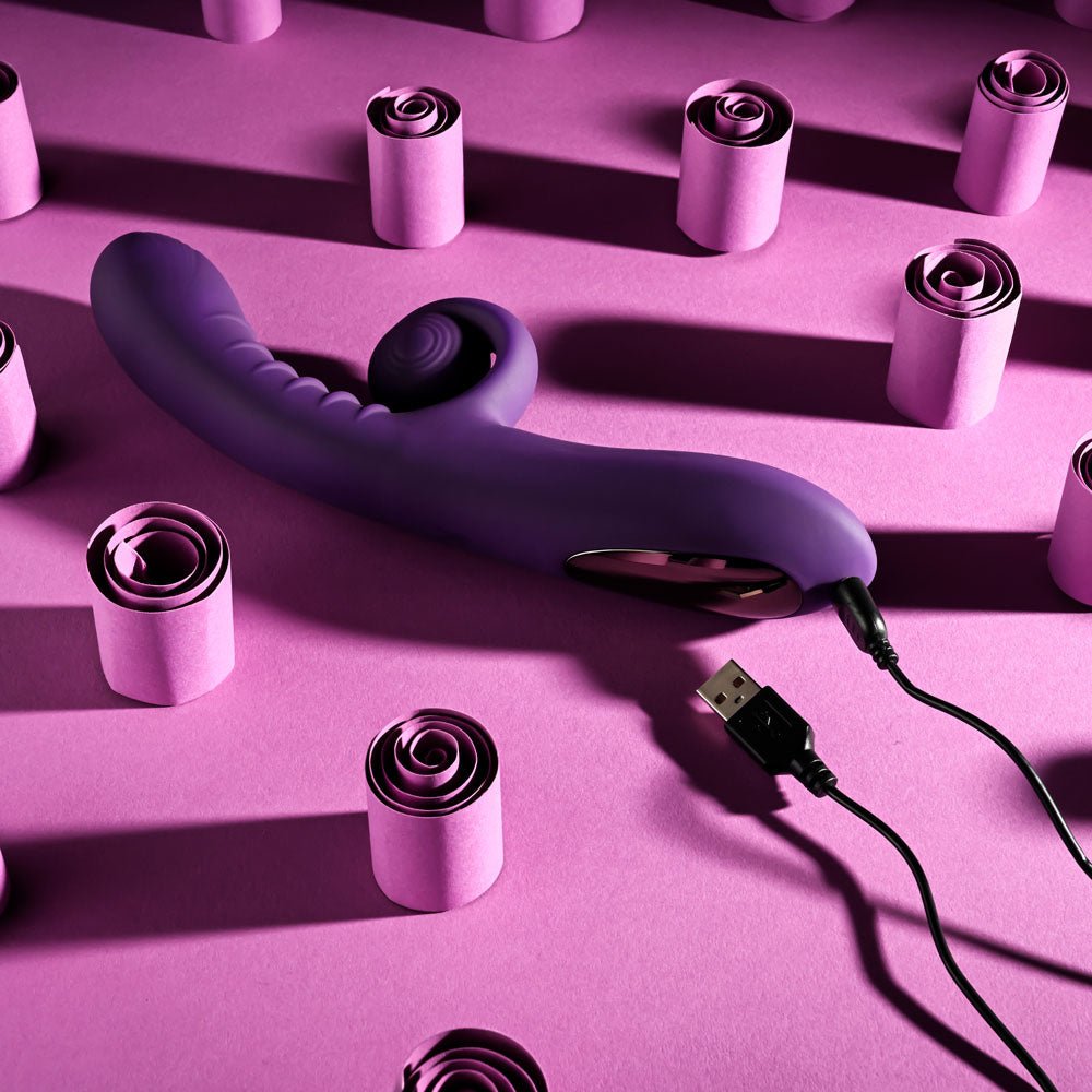 Playboy CURLICUE Purple 23.5 cm USB Rechargeable Rabbit Vibrator