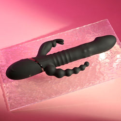 Playboy Pleasure BIG BUNNY ENERGY Black 26.2 cm Rabbit Vibrator with Anal Beads