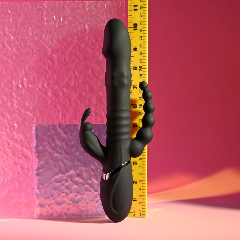 Playboy Pleasure BIG BUNNY ENERGY Black 26.2 cm Rabbit Vibrator with Anal Beads