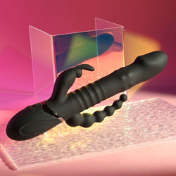 Playboy Pleasure BIG BUNNY ENERGY Black 26.2 cm Rabbit Vibrator with Anal Beads