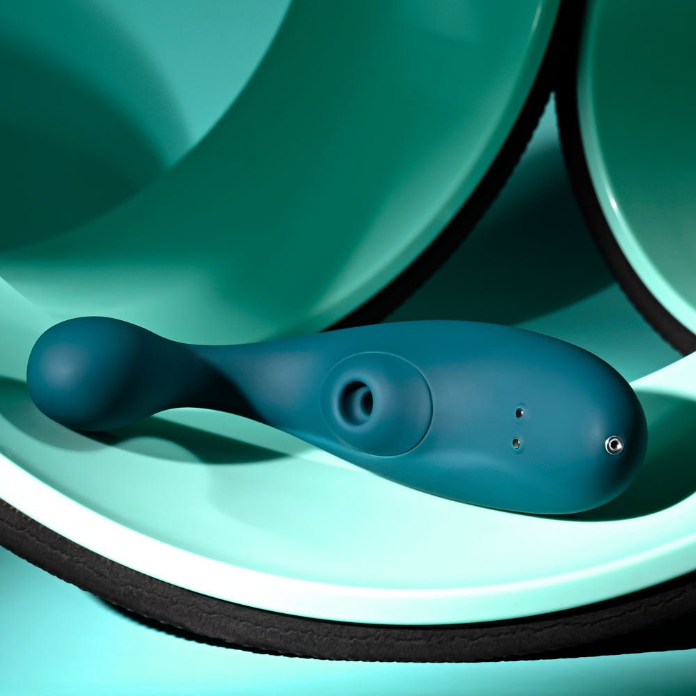 Playboy Pleasure CHARMER Blue USB Rechargeable Vibrator with Clitoral Suction