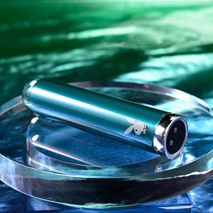 Playboy Pleasure EMERALD Blue 9.1 cm USB Rechargeable Glass Tipped Bullet