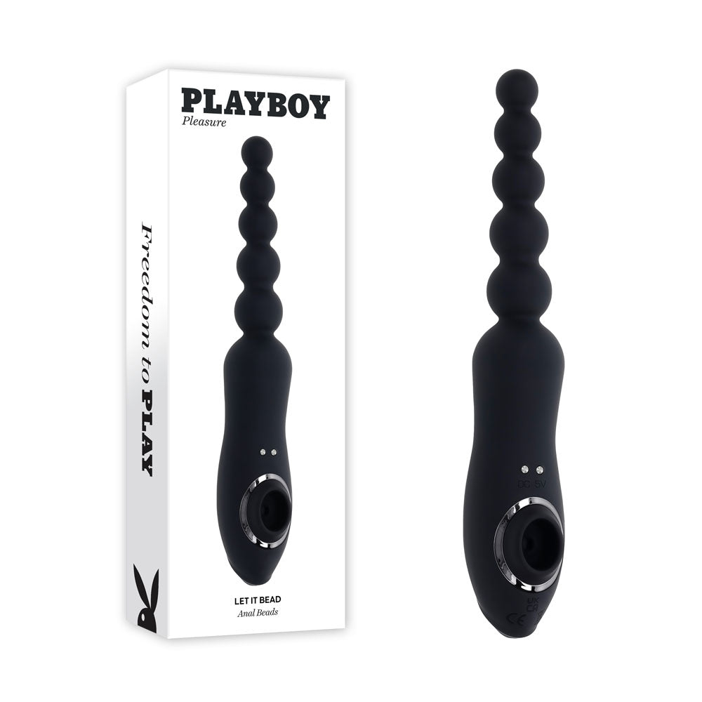 Playboy Pleasure LET IT BEAD Black 23.1 cm Vibrating Anal Beads with Clitoral Suction