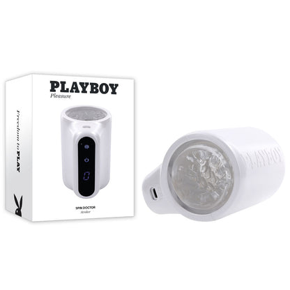 Playboy Pleasure SPIN DOCTOR White USB Rechargeable Vibrating & Spinning Stroker