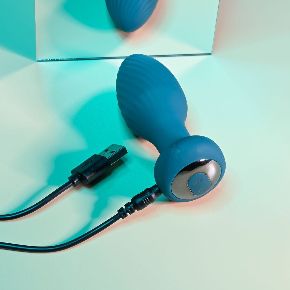 Playboy Pleasure SPINNING TAIL TEASER Blue 9.7 cm Vibrating & Rotating Butt Plug