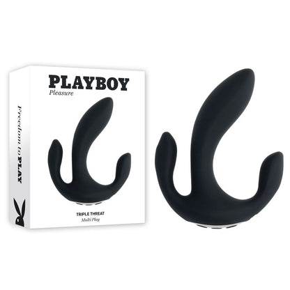 Playboy Pleasure TRIPLE THREAT Black USB Rechargeable Triple Probe Vibrator