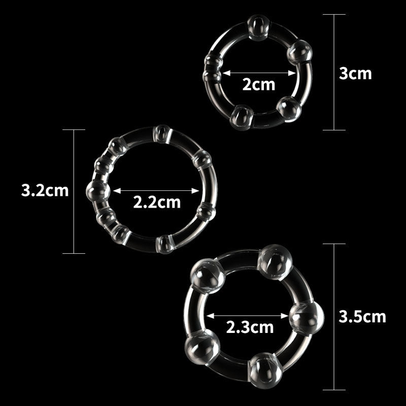 Power Plus Triple Beaded Ring Set - Cock Rings - Set of 3