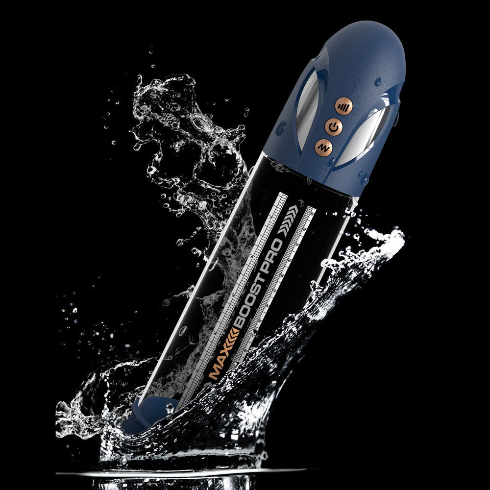 Pump Worx Max Boost Pro Flow Blue/Clear USB Rechargeable Waterproof Auto Penis Pump