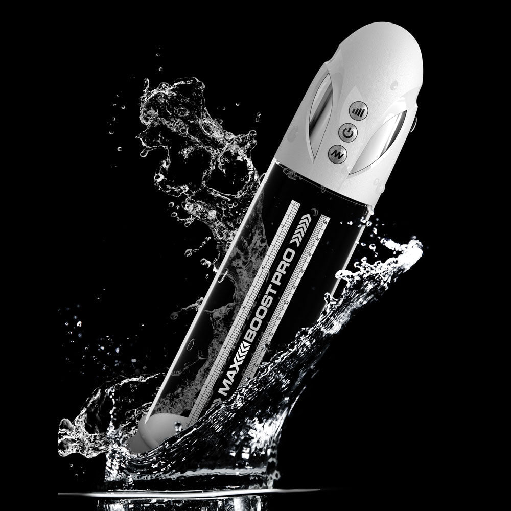 Pump Worx Max Boost Pro Flow White/Clear USB Rechargeable Waterproof Auto Penis Pump