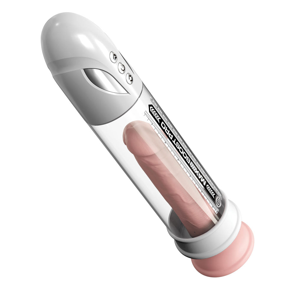 Pump Worx Max Boost Pro Flow White/Clear USB Rechargeable Waterproof Auto Penis Pump