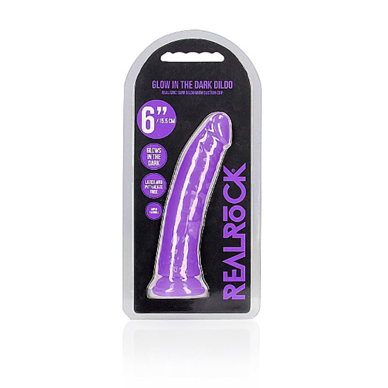 REALROCK 15.5 cm Slim Glow in the Dark Neon - Purple - Glow in Dark Purple 15.5 cm (6'') Dong