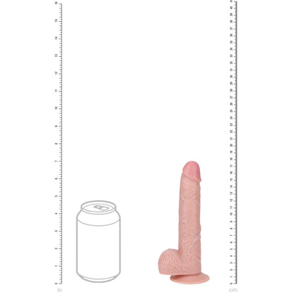 REALROCK 18cm Vibrating Cock + Balls Flesh (7'') USB Rechargeable Dong