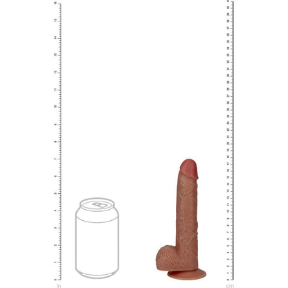 REALROCK 18cm Vibrating Cock + Balls Tan (7'') USB Rechargeable Dong