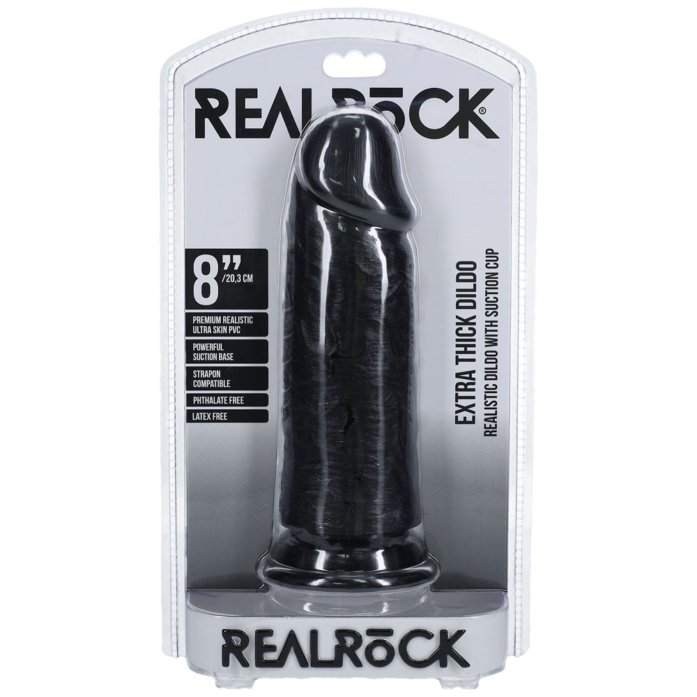 REALROCK 20cm Extra Thick Dildo - Black 20 cm (8'')