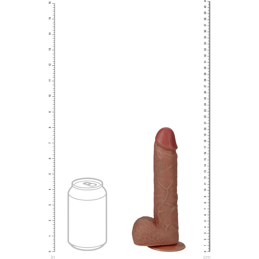 REALROCK 20cm Vibrating + Thrusting Cock with Balls Tan (8'') USB Rechargeable Dong