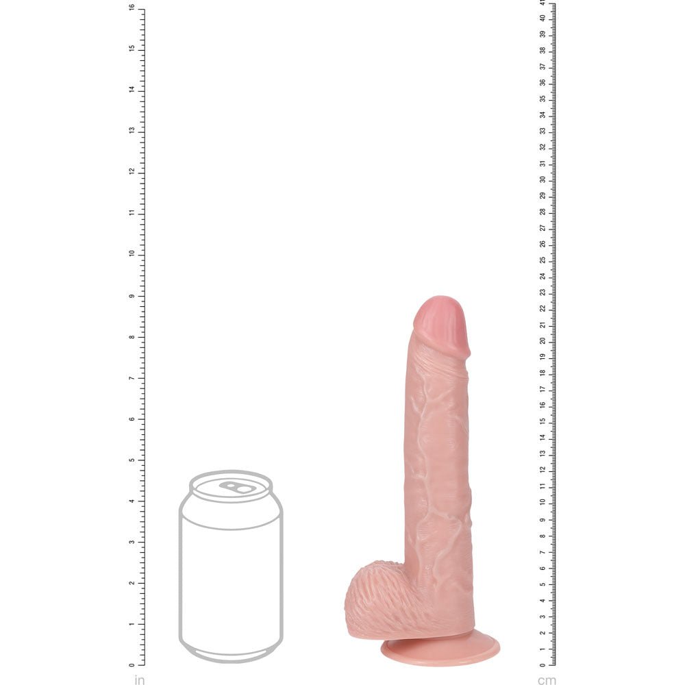 REALROCK 23cm Vibrating Cock + Balls Flesh (9'') USB Rechargeable Dong