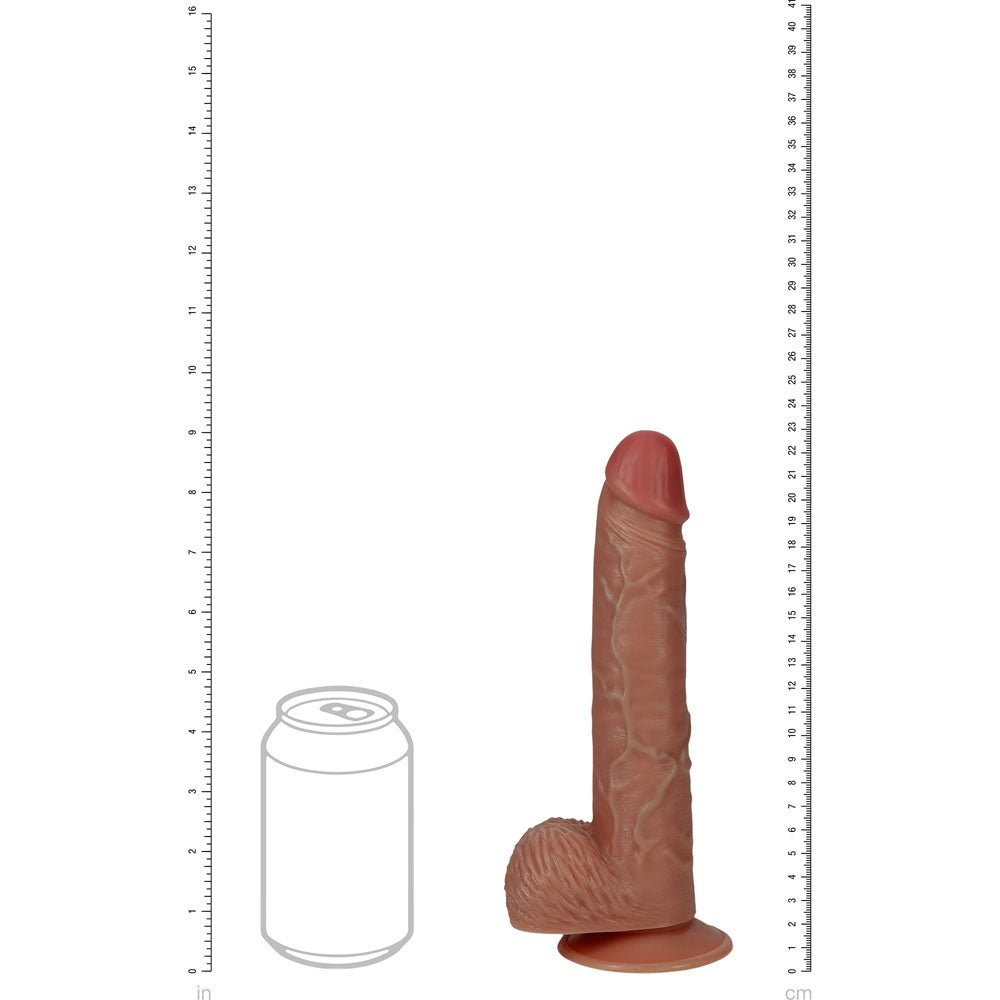 REALROCK 23cm Vibrating Cock + Balls Tan (9'') USB Rechargeable Dong