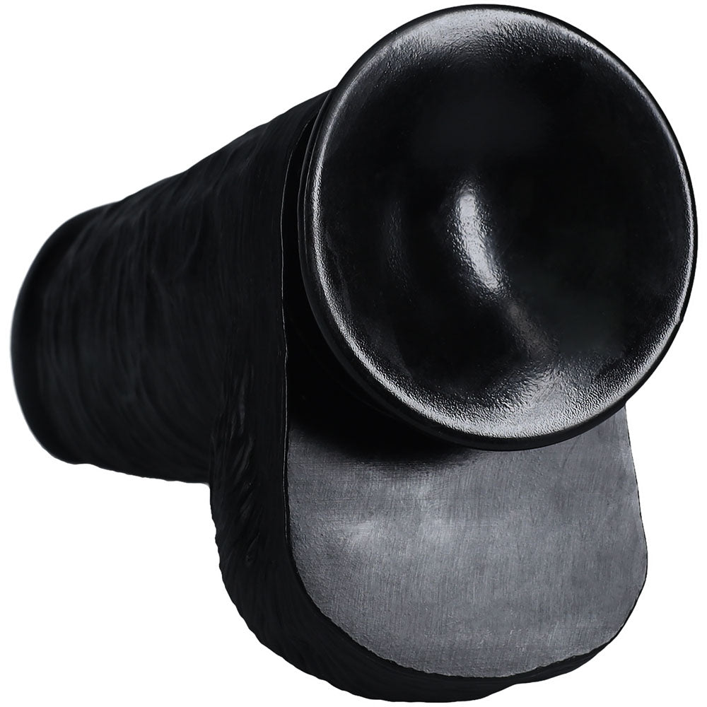 REALROCK 25cm Extra Thick Dildo with Balls - Black 25 cm (10'') Extra Thick Dong
