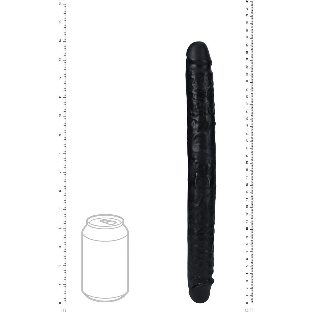 REALROCK 35cm Slim Double Dildo - Black Double Dong