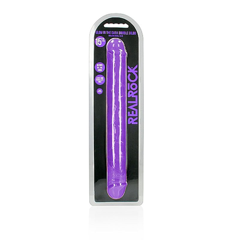 REALROCK 38 cm Double Dong Glow - Purple - Purple 38 cm (15'') Double Dong