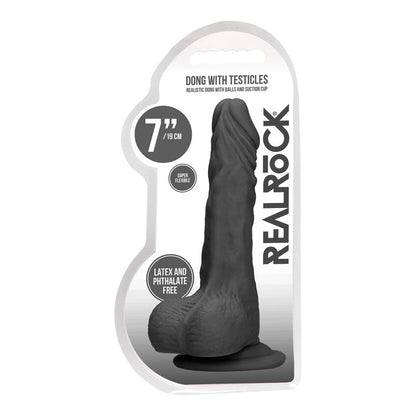 REALROCK 7'' Realistic Dildo With Balls - Black 17.8 cm Dong