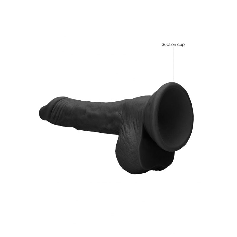 REALROCK 7'' Realistic Dildo With Balls - Black 17.8 cm Dong