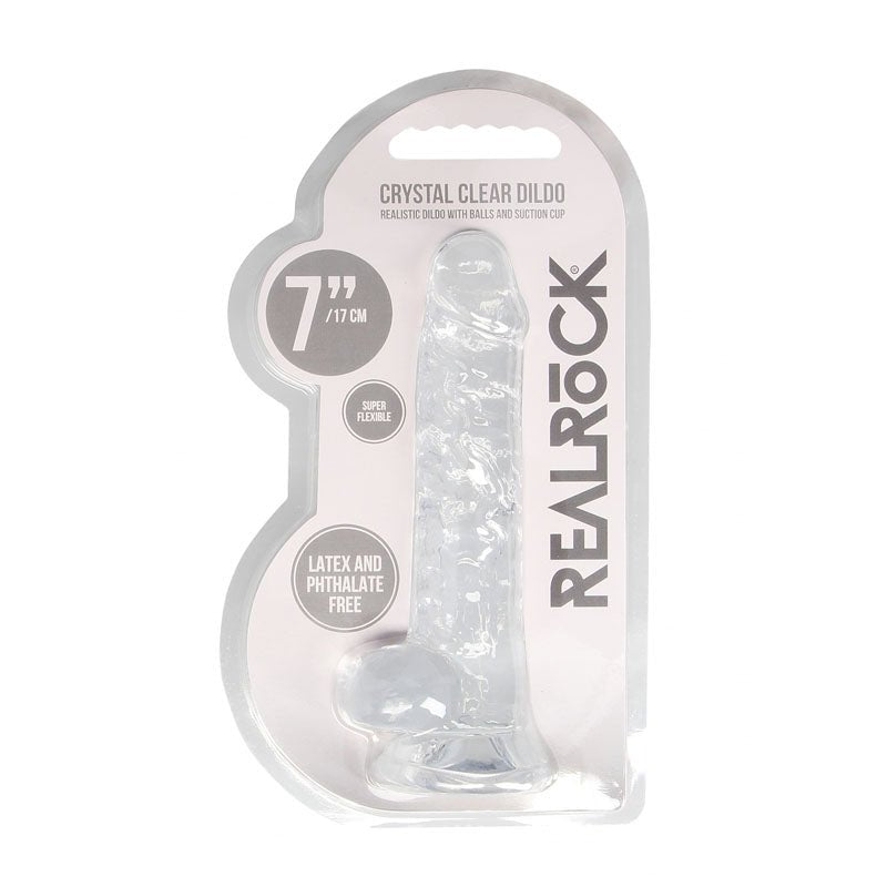 RealRock 7'' Realistic Dildo With Balls Clear 17.8 cm Dong